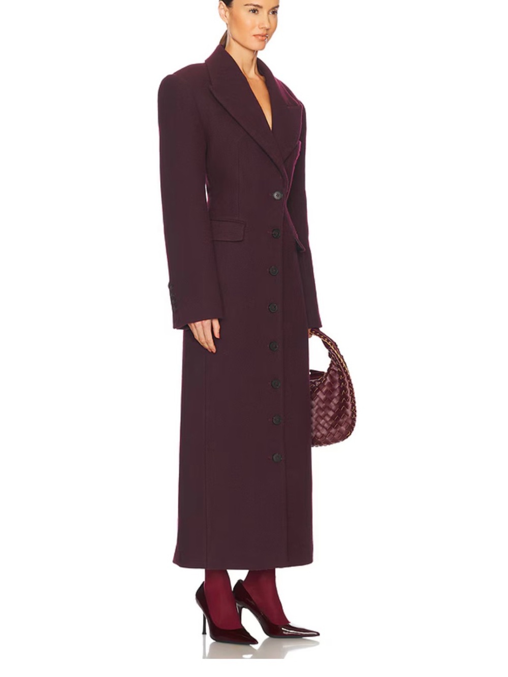 Helsa Italian Wool Blend Topcoat in Burgundy - Picture 3 of 9